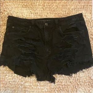 Black American Eagle distressed shorts